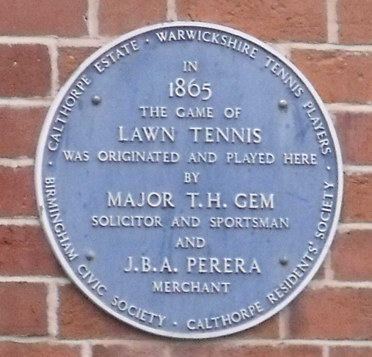 Lawn tennis blue plaque